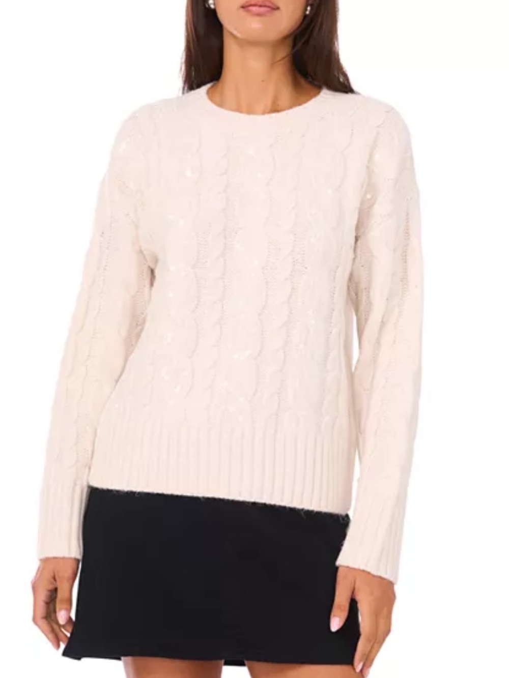 Vince Camuto Cream Cable Crewneck Sweater